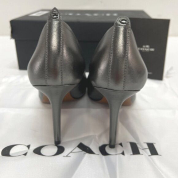 COACH Waverly Gunmetal Gray Leather High Heel Pumps with Box & Dust Bag Size 9 - Picture 6 of 12